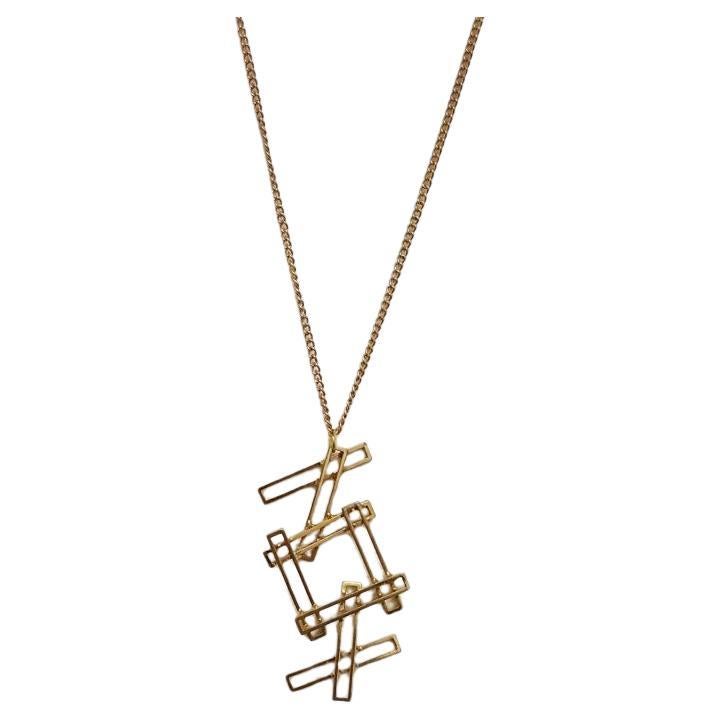 Collana con ciondolo geometrico in stile Mod/Mid-Century Modern, oro