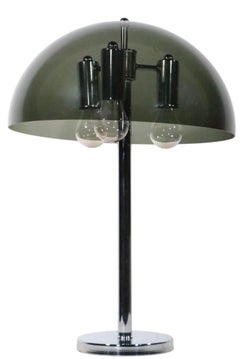 Mod Mid Century Space Age Mushroom Form Table Lamp Tinted Lucite and Chrome '70s