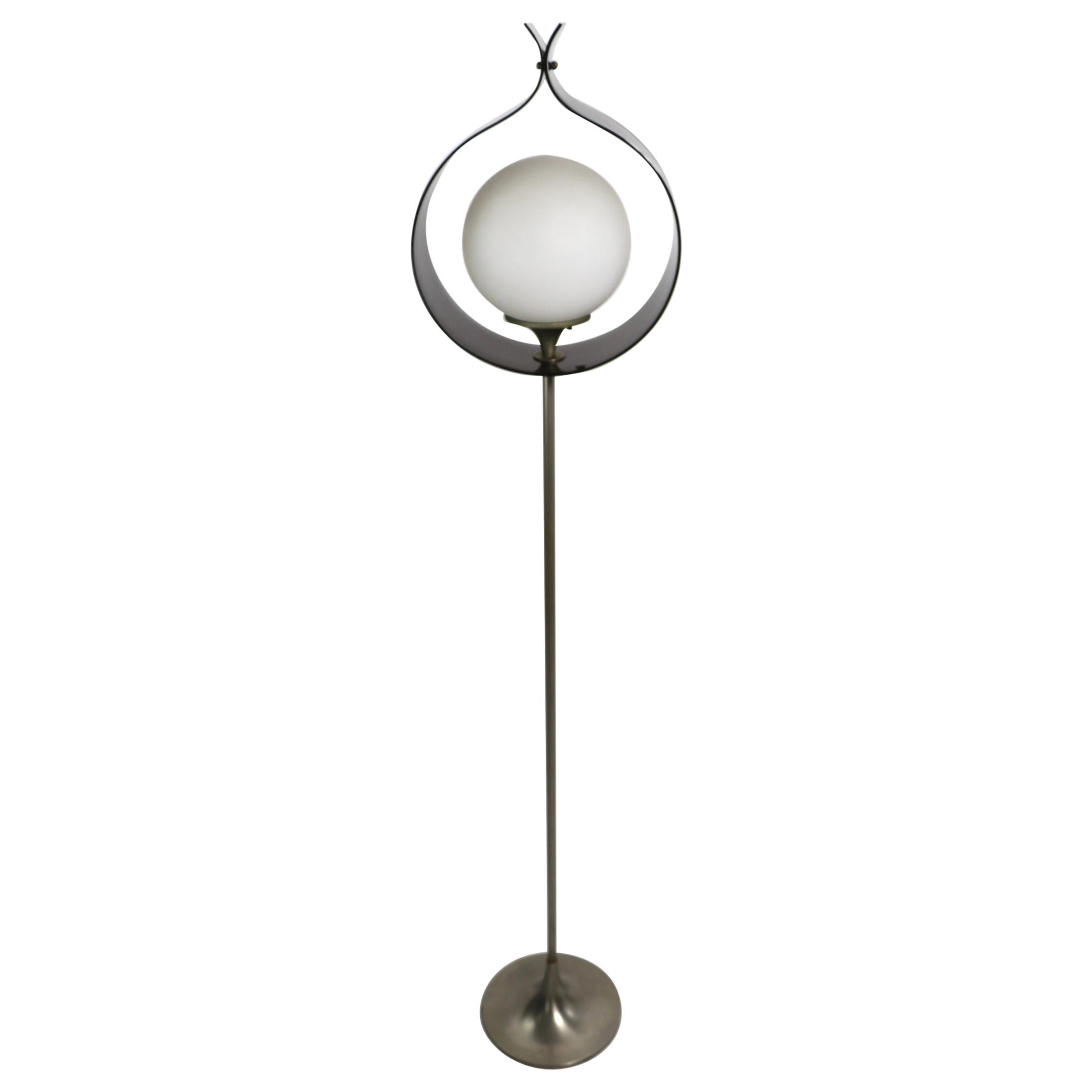 Stehlampe aus Luciteglas und Metall von Laurel, Mid-Century Mod