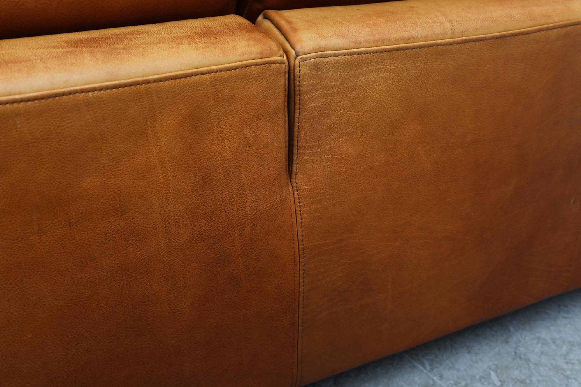 MOD Molinari Inspired 3 seater Cognac Leather Sofa 4