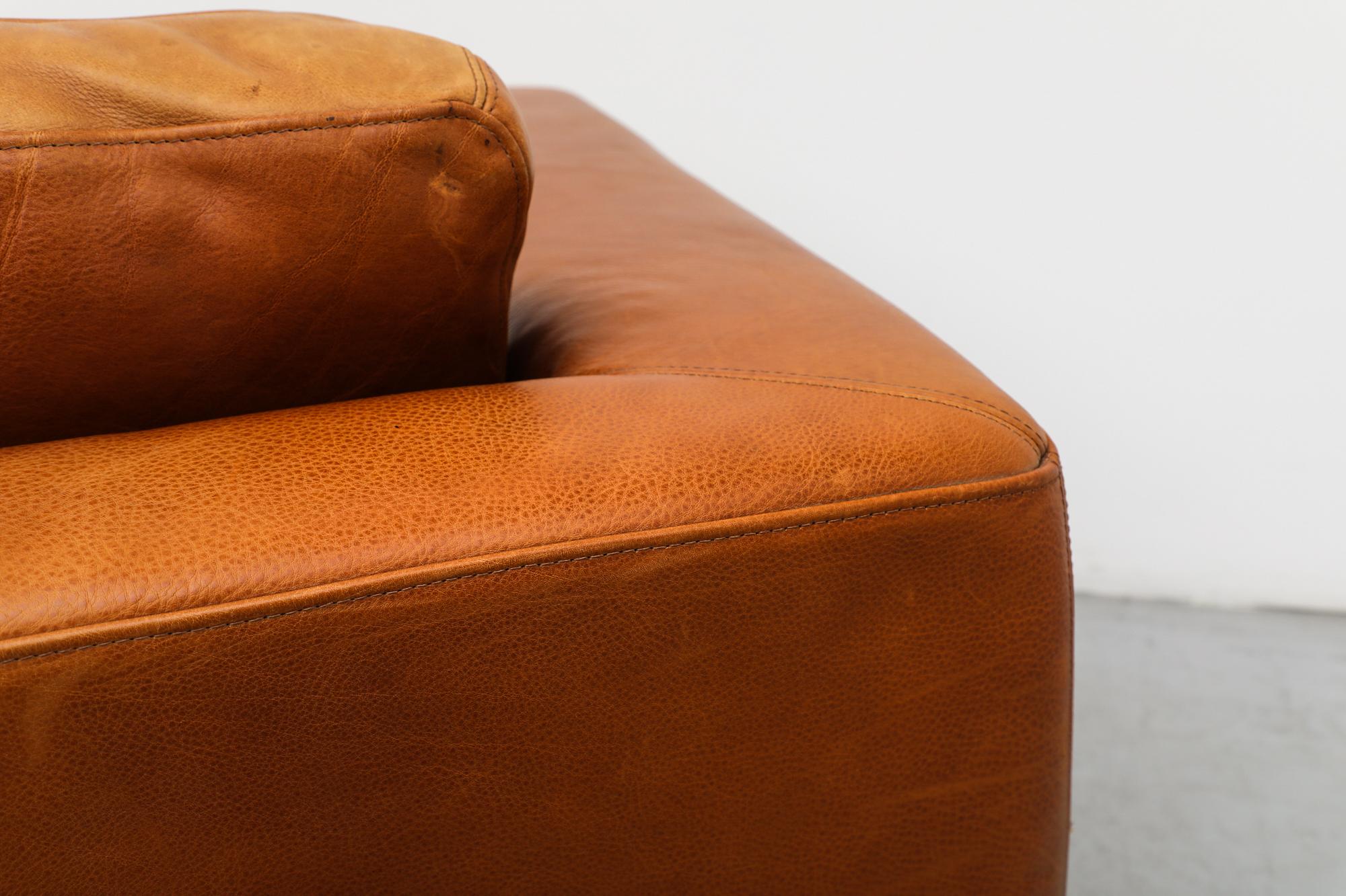 MOD Molinari Inspired 3 seater Cognac Leather Sofa 6