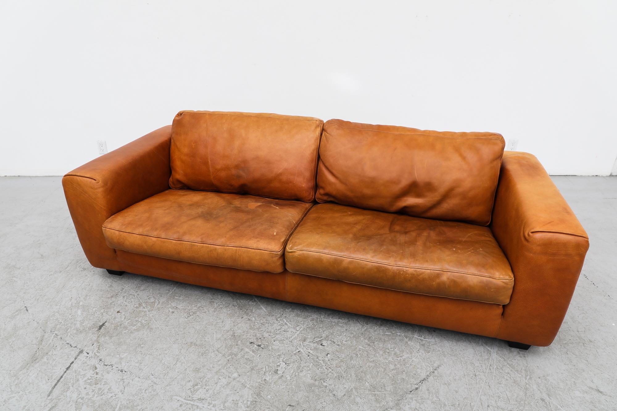 MOD Molinari Inspired 3 seater Cognac Leather Sofa 9