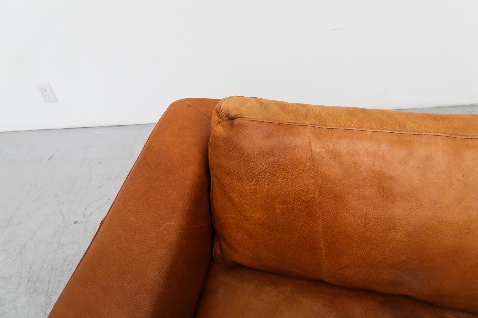 MOD Molinari Inspired 3 seater Cognac Leather Sofa 10