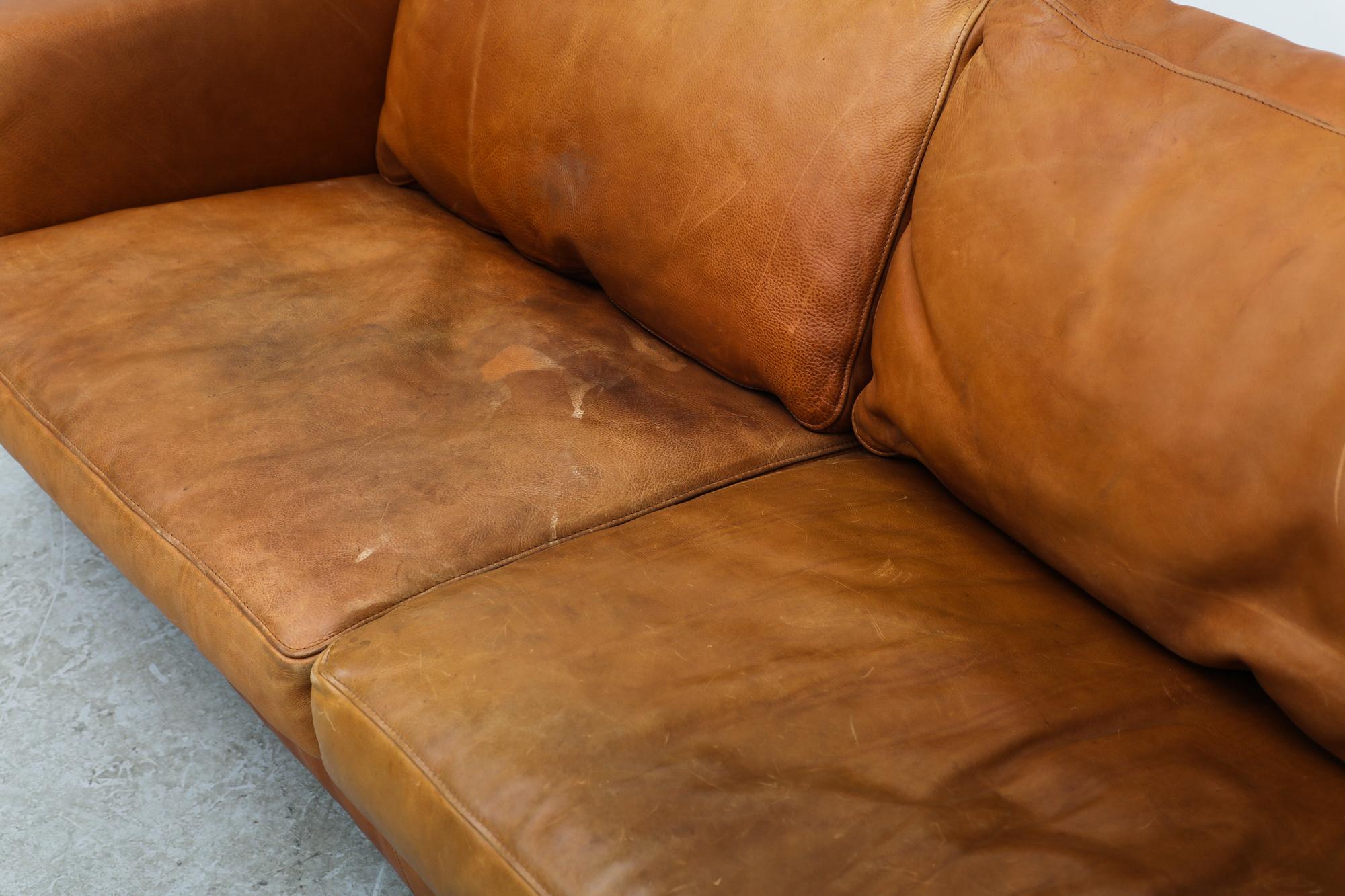 MOD Molinari Inspired 3 seater Cognac Leather Sofa 14