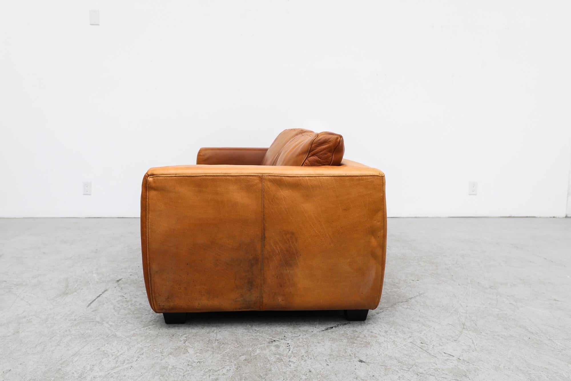 Dutch MOD Molinari Inspired 3 seater Cognac Leather Sofa