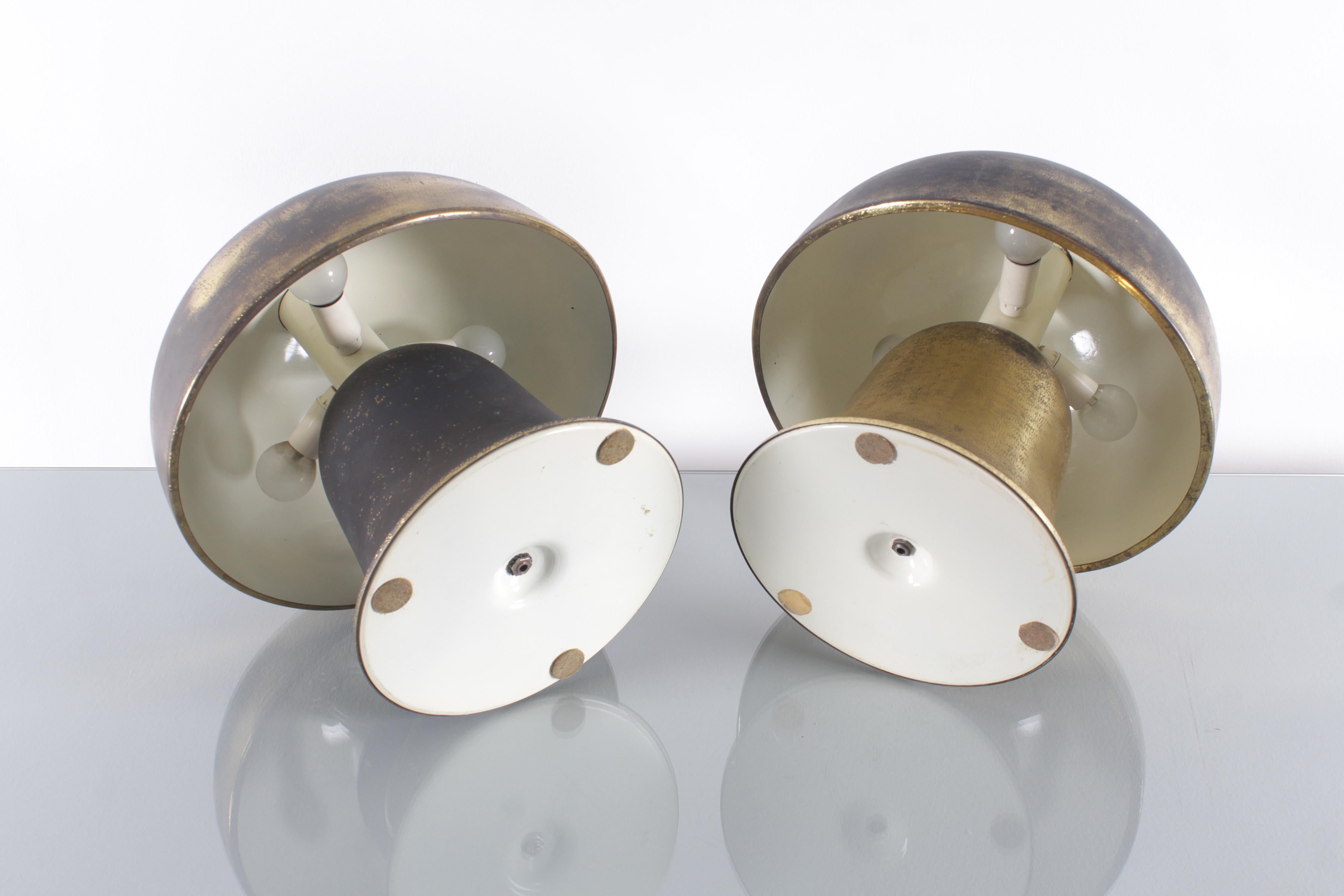 mod. „Notturno“ von  Frigerio di Desio, 2er-Set Tischlampe aus geätztem Messing, 70er-Jahre, Italien im Angebot 2