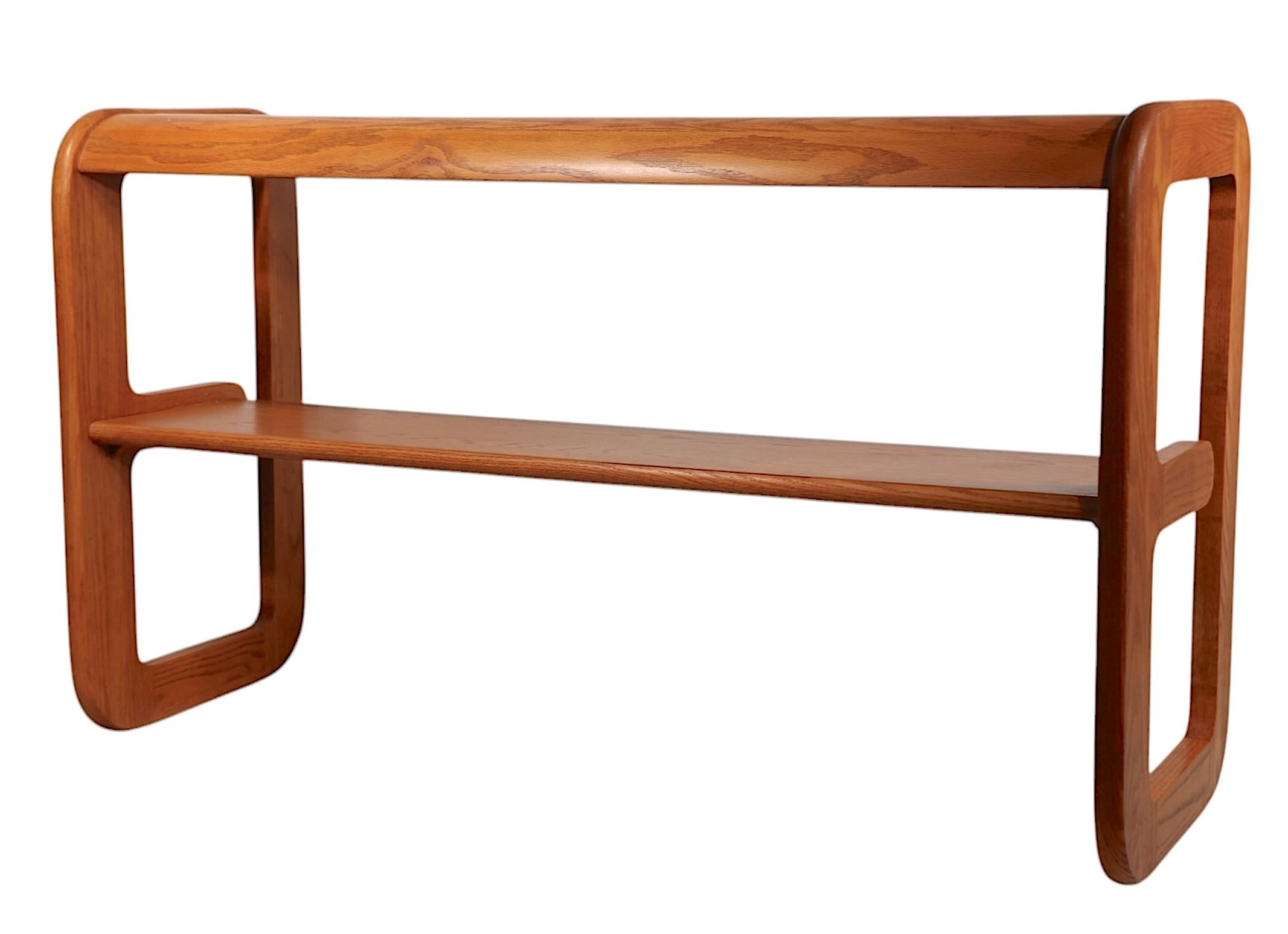 Mod Oak and Glass Console Table by Mersman in the style of Lou Hodges c 1970/80s For Sale 4