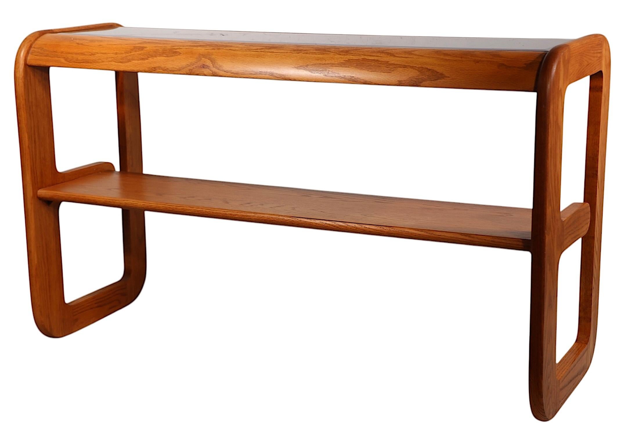 Mod Oak and Glass Console Table by Mersman in the style of Lou Hodges c 1970/80s For Sale 5