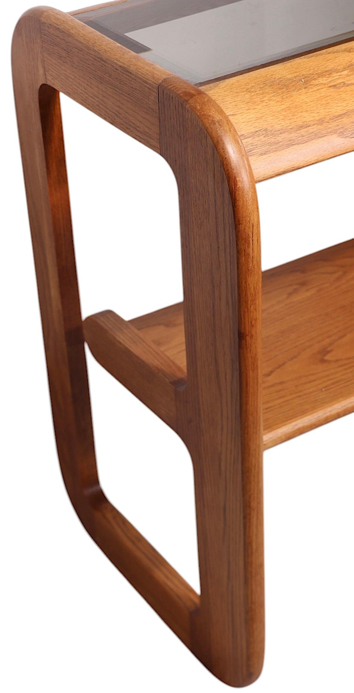 Mod Oak and Glass Console Table by Mersman in the style of Lou Hodges c 1970/80s For Sale 6