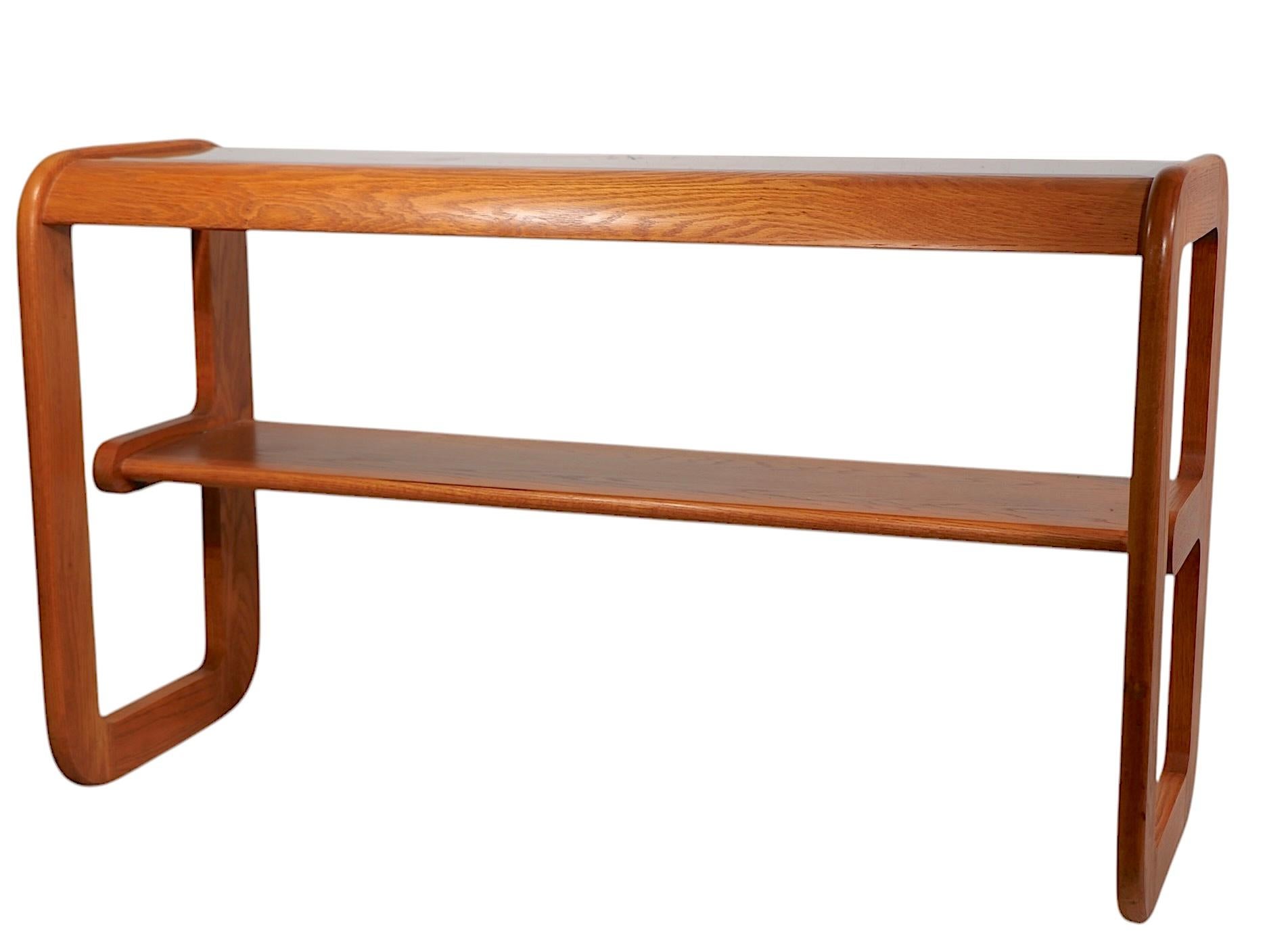 Mod Oak and Glass Console Table by Mersman in the style of Lou Hodges c 1970/80s For Sale 8