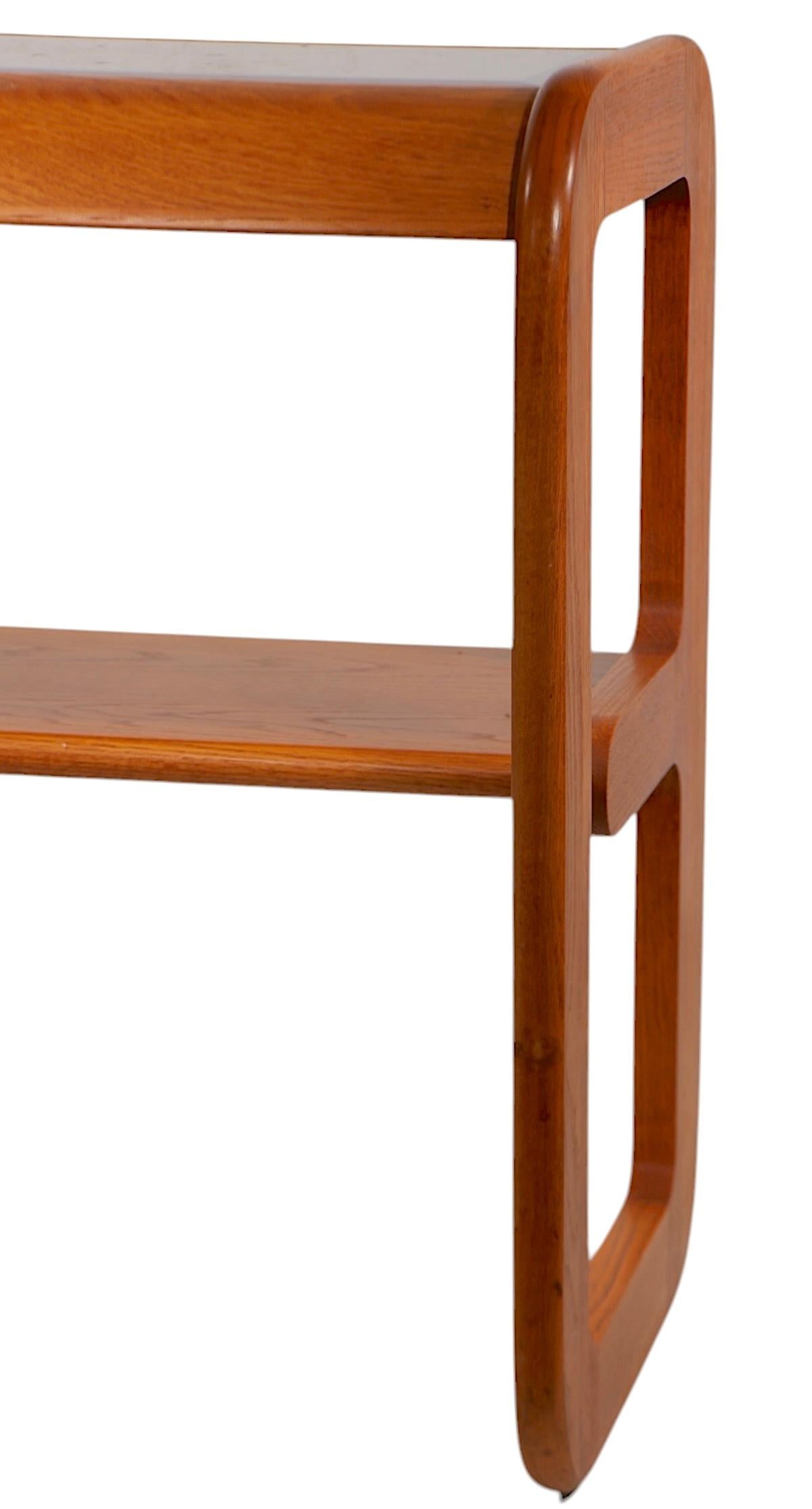 Mod Oak and Glass Console Table by Mersman in the style of Lou Hodges c 1970/80s For Sale 9