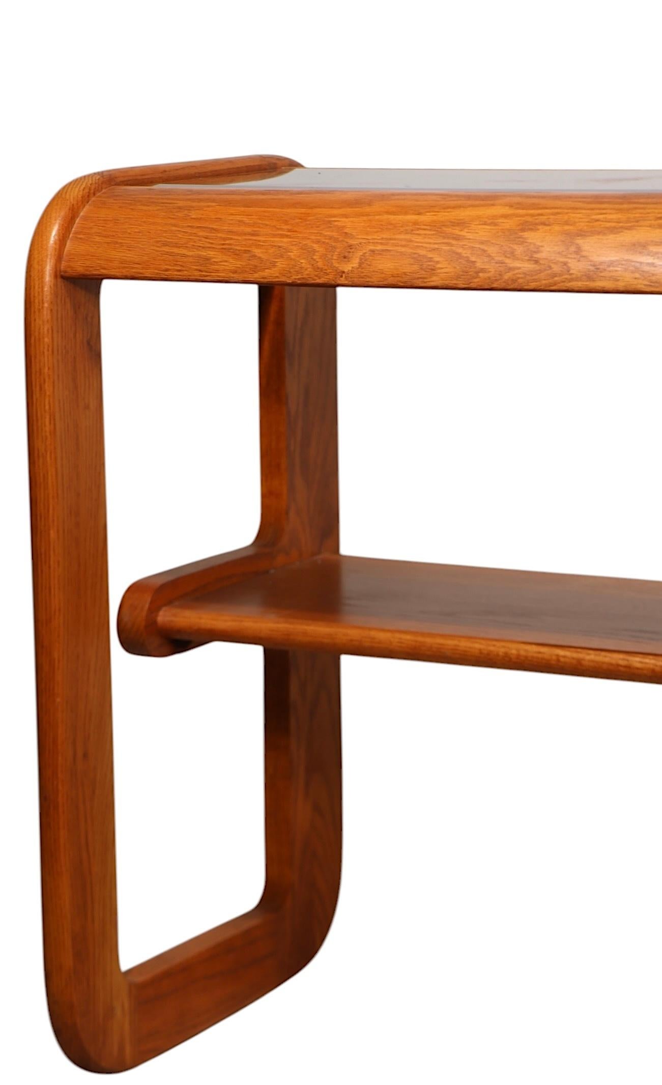 Mod Oak and Glass Console Table by Mersman in the style of Lou Hodges c 1970/80s For Sale 10
