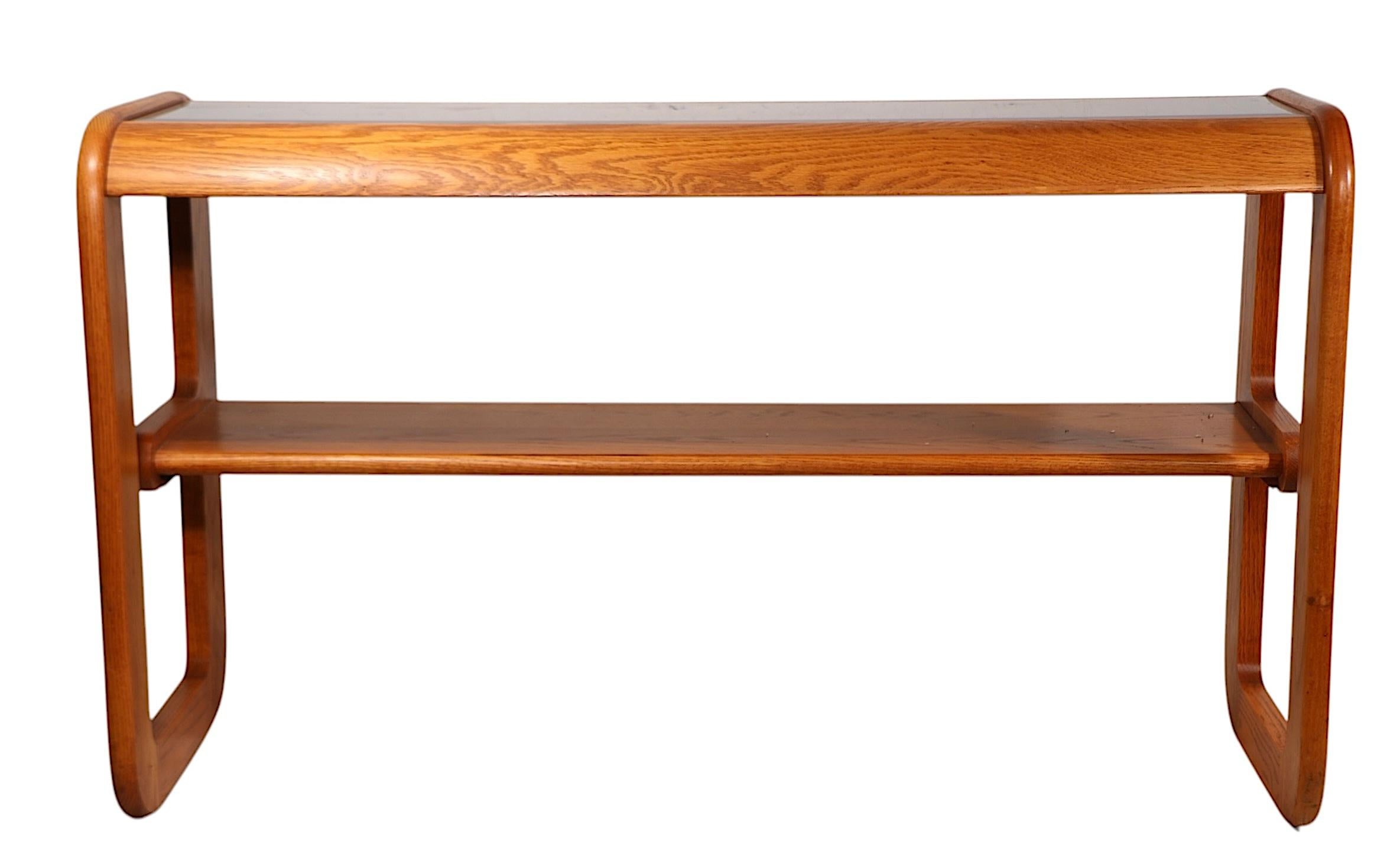 Mod Oak and Glass Console Table by Mersman in the style of Lou Hodges c 1970/80s For Sale 11