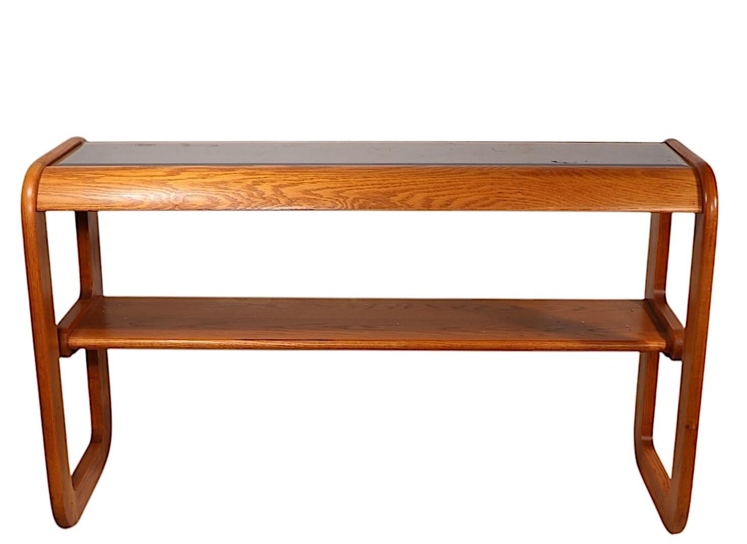 Mod Oak and Glass Console Table by Mersman in the style of Lou Hodges c 1970/80s For Sale 12