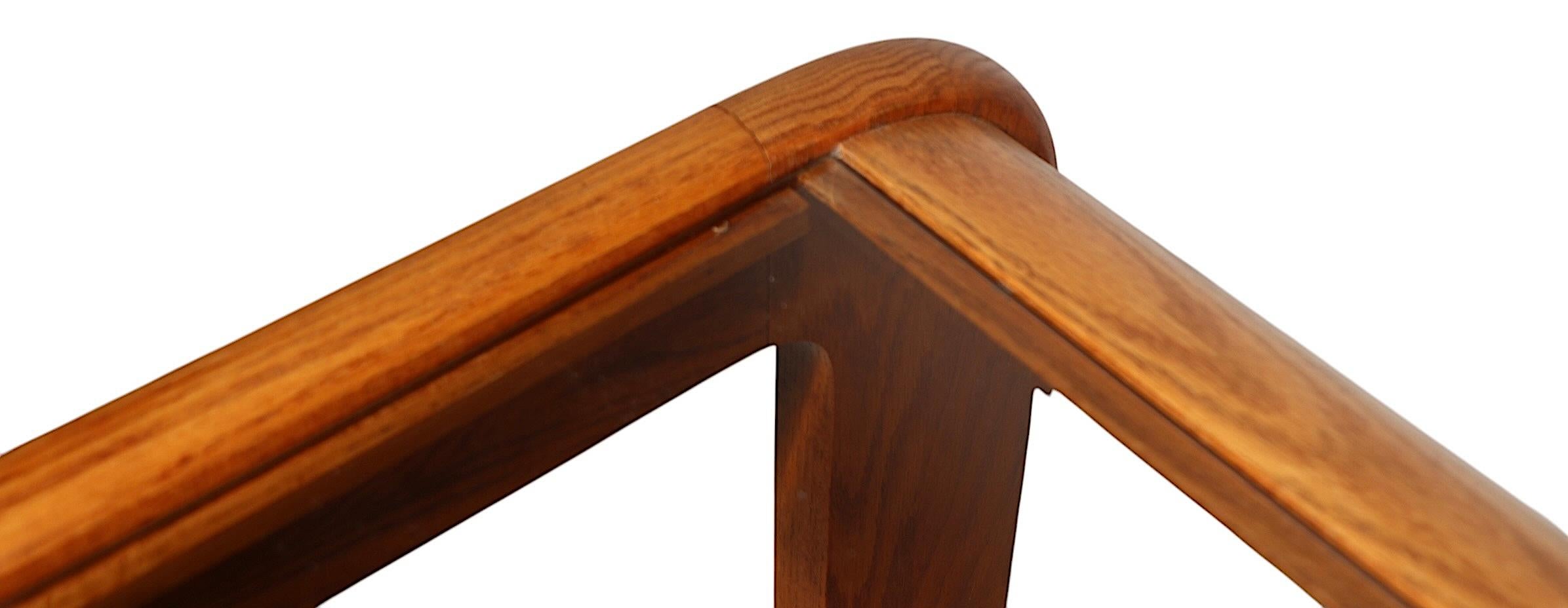 20th Century Mod Oak and Glass Console Table by Mersman in the style of Lou Hodges c 1970/80s For Sale
