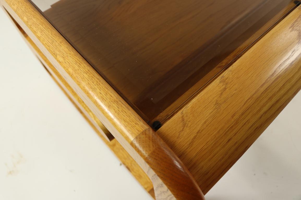 American Mod Oak and Smoked Glass Coffee Table