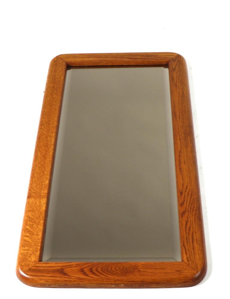 Mod Oak Frame Bevelled Plate Glass Mirror 1