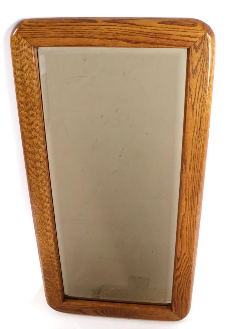 Mod Oak Frame Bevelled Plate Glass Mirror For Sale at 1stDibs