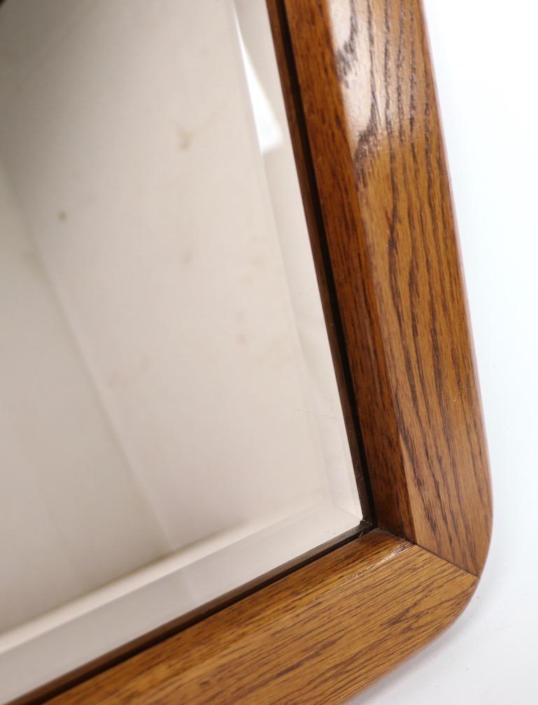 Mod Oak Frame Bevelled Plate Glass Mirror In Good Condition In New York, NY