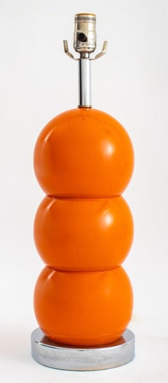 Vintage Mod Orange Sacked Ball Table Lamp, 1970s