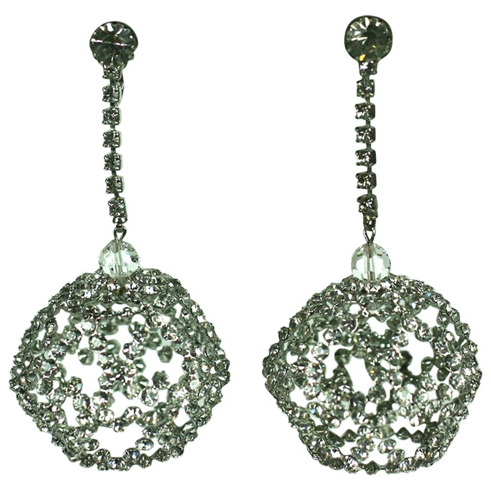 Mod Pave Heart Globe Earrings