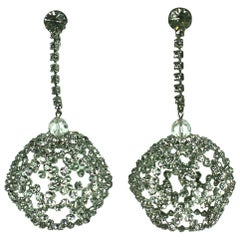 Retro Mod Pave Heart Globe Earrings