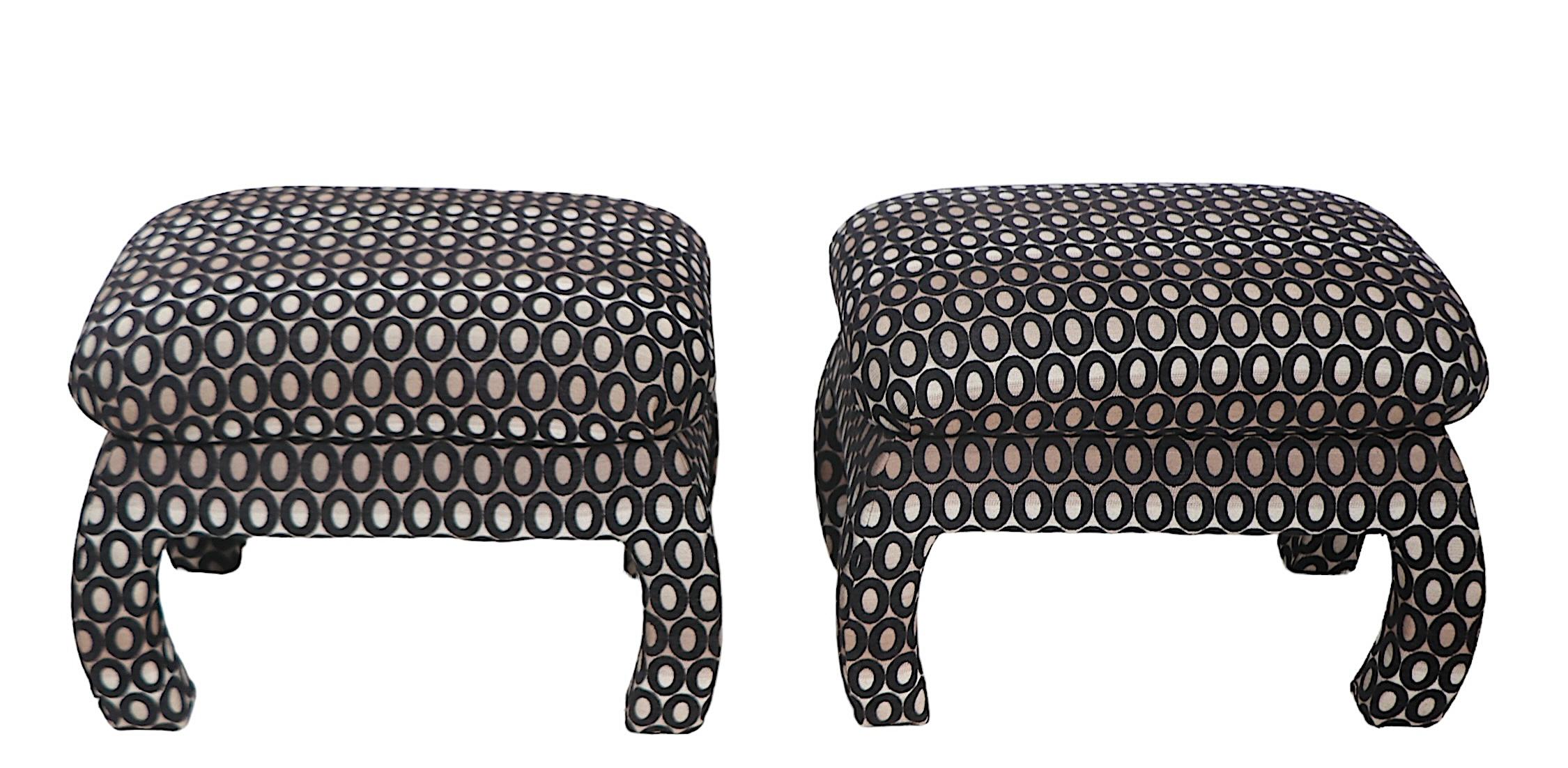 Mod Pr. of  Upholstered Stools Ottomans Benches c 1970/1980's  In Good Condition For Sale In New York, NY