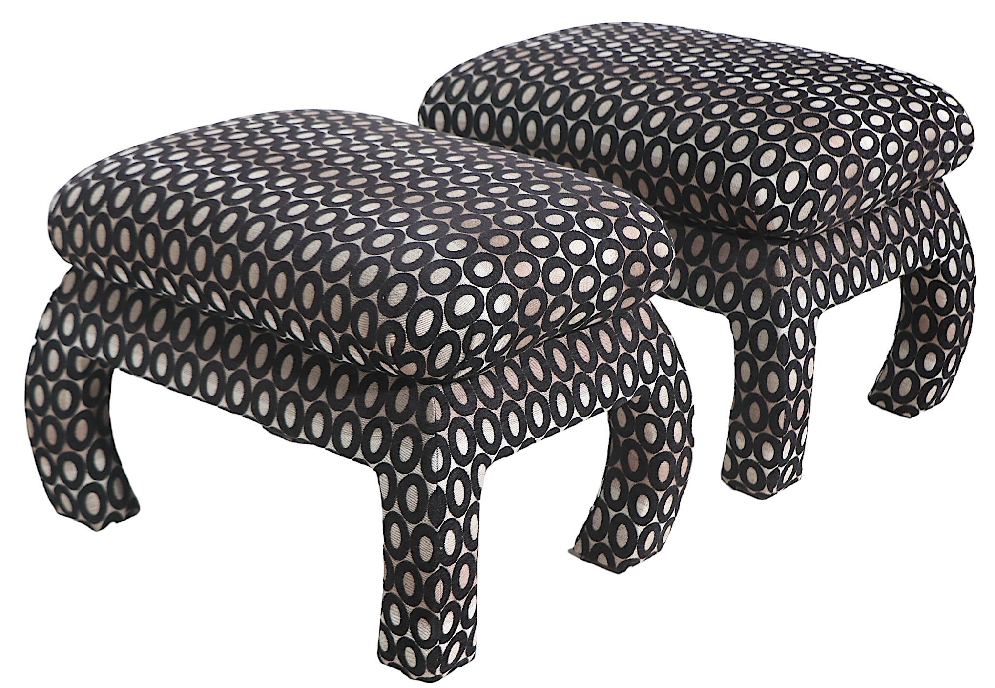 20th Century Mod Pr. of  Upholstered Stools Ottomans Benches c 1970/1980's  For Sale