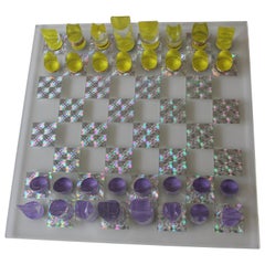 Mod Psychedelic Lucite Chess Set with Board