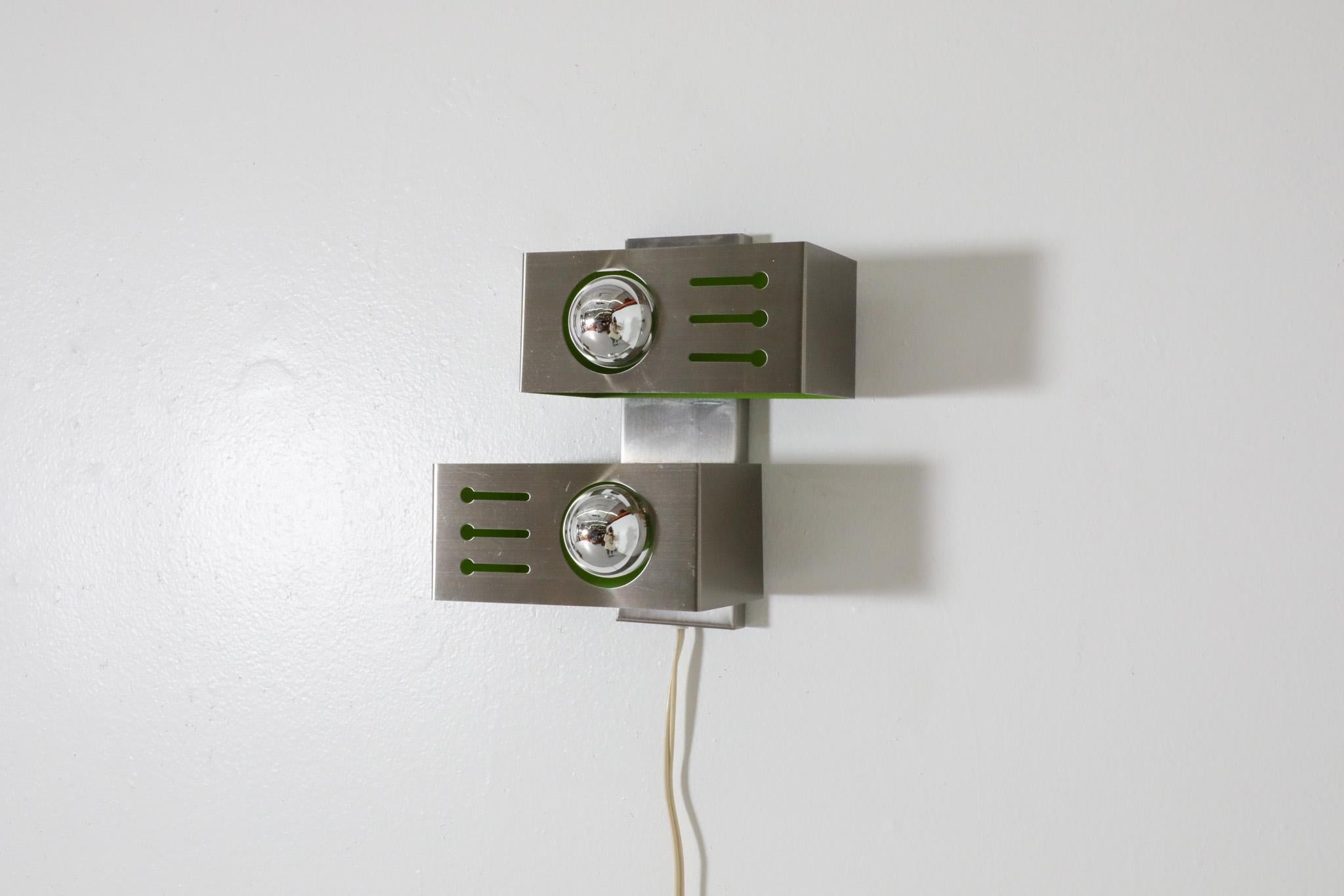Mid-Century Modern Mod Raak Style Green and Chrome Wall Sconce
