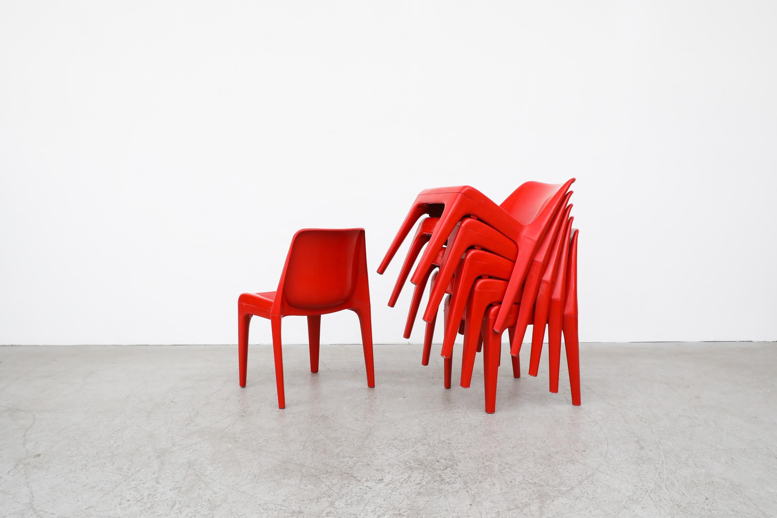 German MOD Red Kartell Style Acrylic Stacking Chairs