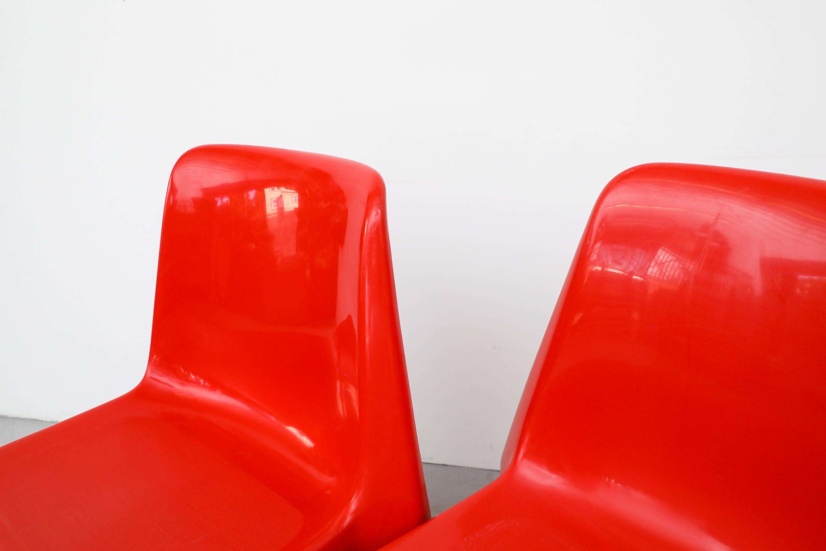 Mid-20th Century MOD Red Kartell Style Acrylic Stacking Chairs