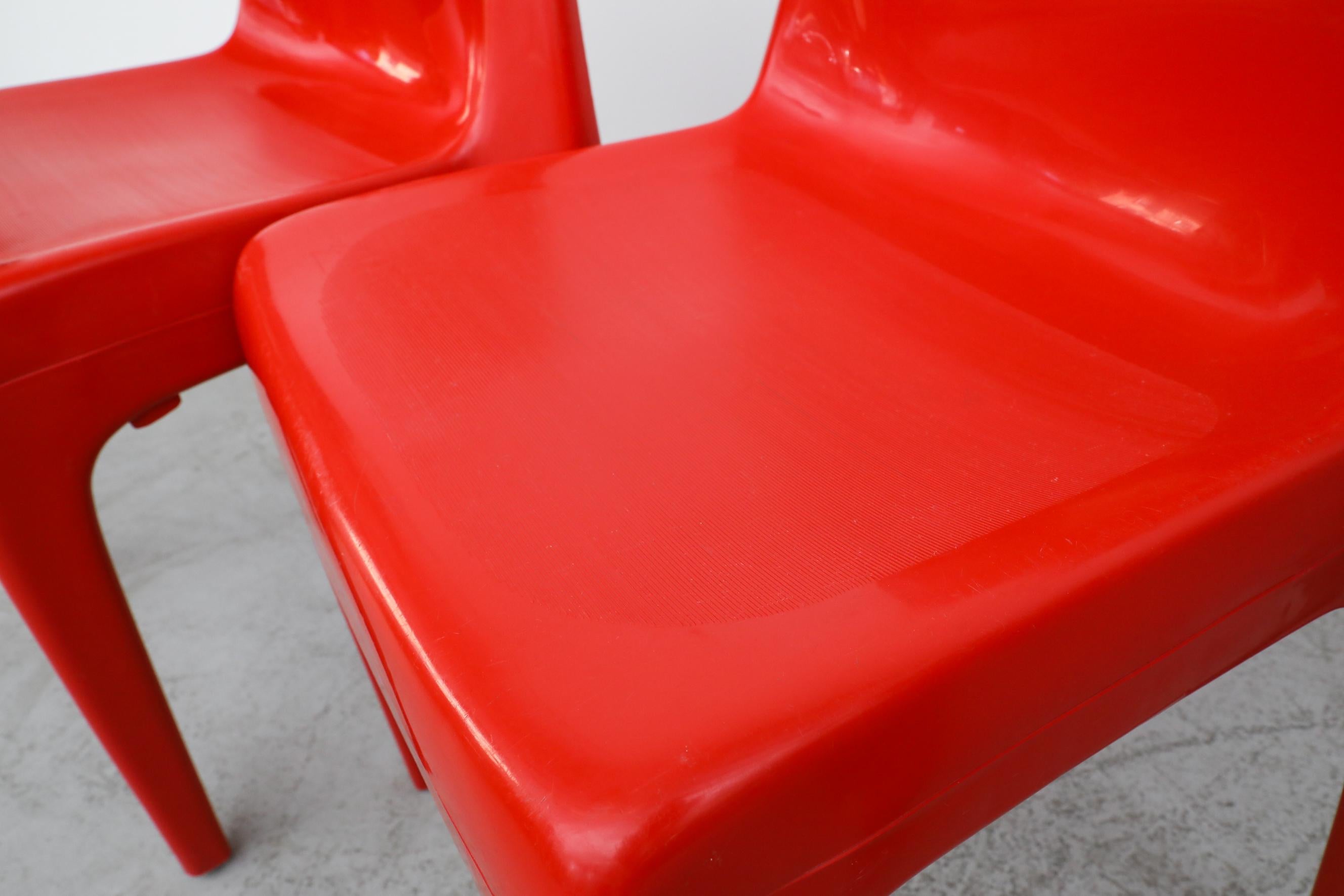 MOD Red Kartell Style Acrylic Stacking Chairs In Good Condition In Los Angeles, CA