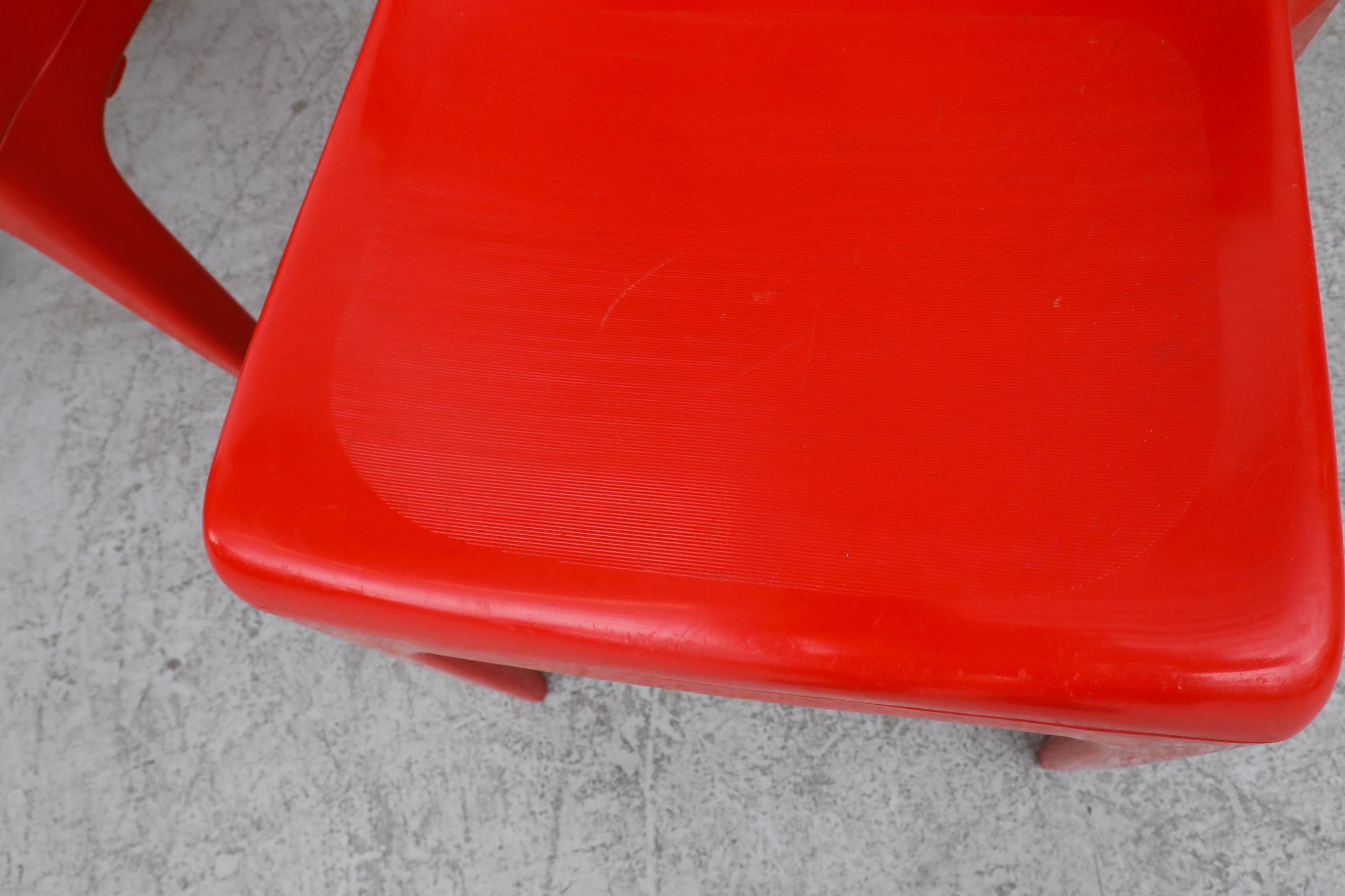 Mid-20th Century MOD Red Kartell Style Acrylic Stacking Chairs