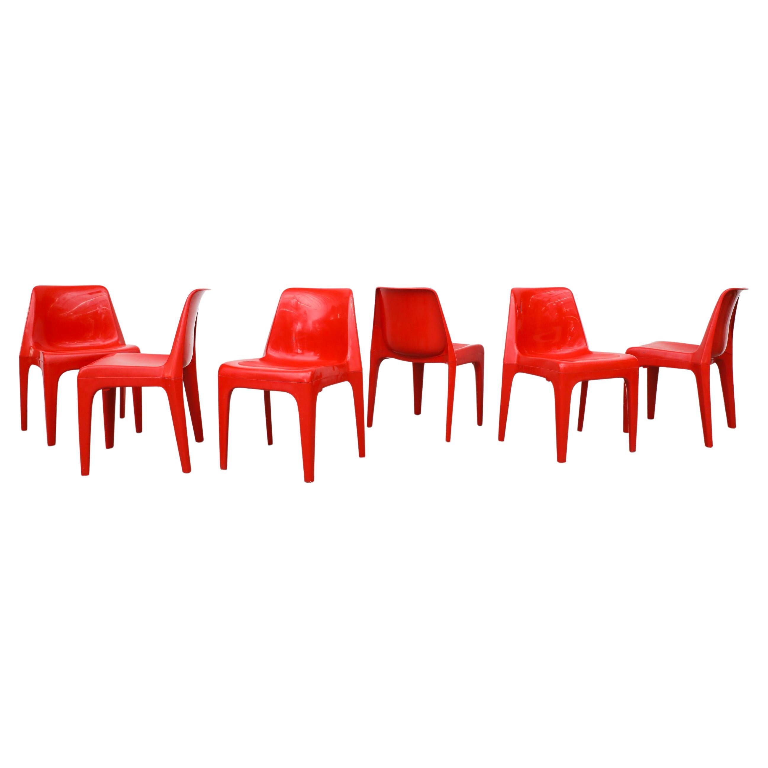 MOD Red Kartell Style Acrylic Stacking Chairs For Sale at 1stDibs