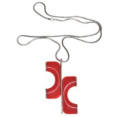 Vintage Mod Red Lucite Necklace/ Cardin Style