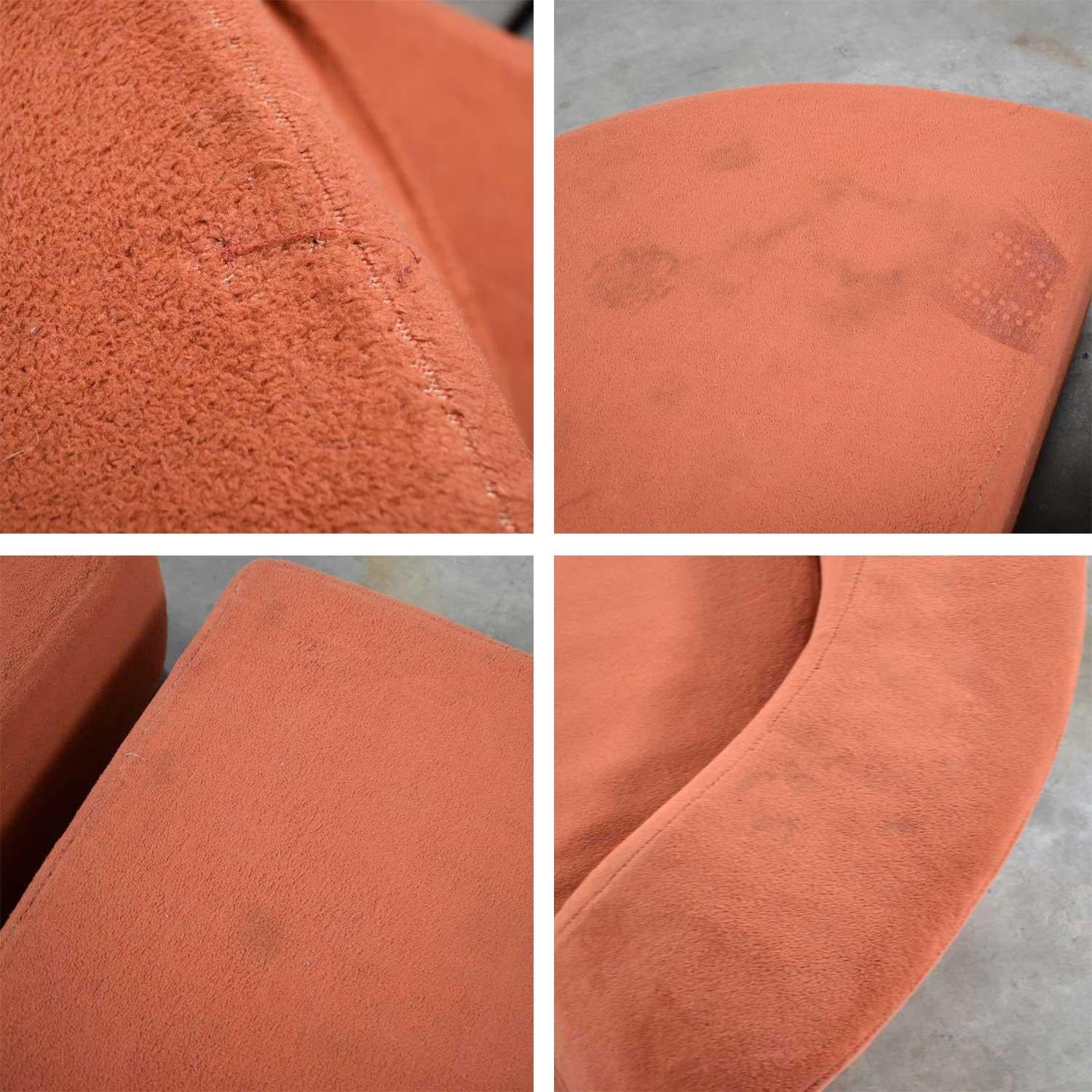 Mod Round Sleeper Sofa with Ottomans in Orange Fuzzy Fabric by Spherical Furn 2