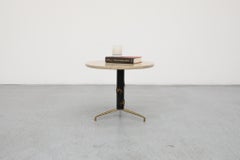 Mod Side Table with Round Marble Top and Brass Spider Motifs