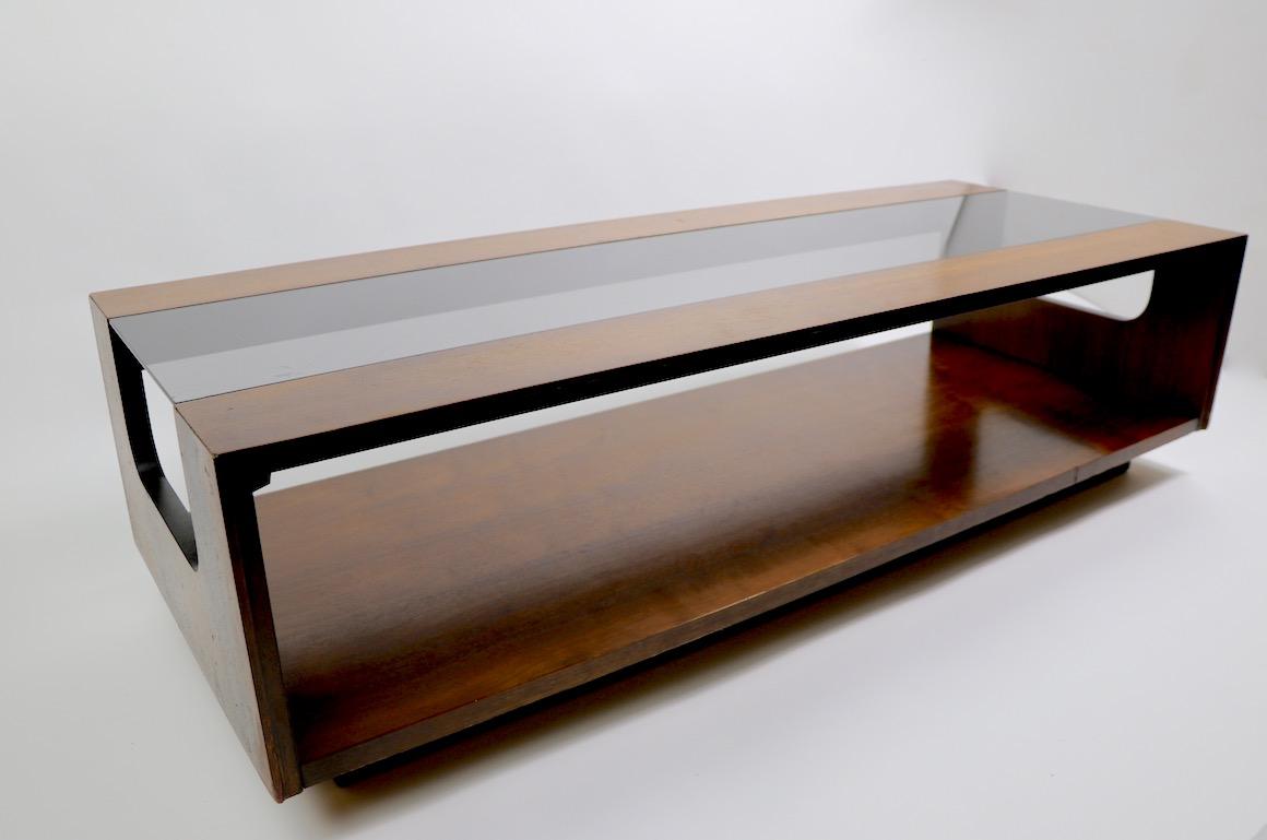 Mid-Century Modern Mod Smoked Glass Top Coffee Table by Lane Furniture Company