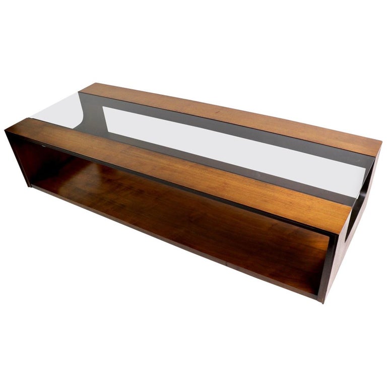 Mod Smoked Glass Top Coffee Table By Lane Furniture Company For