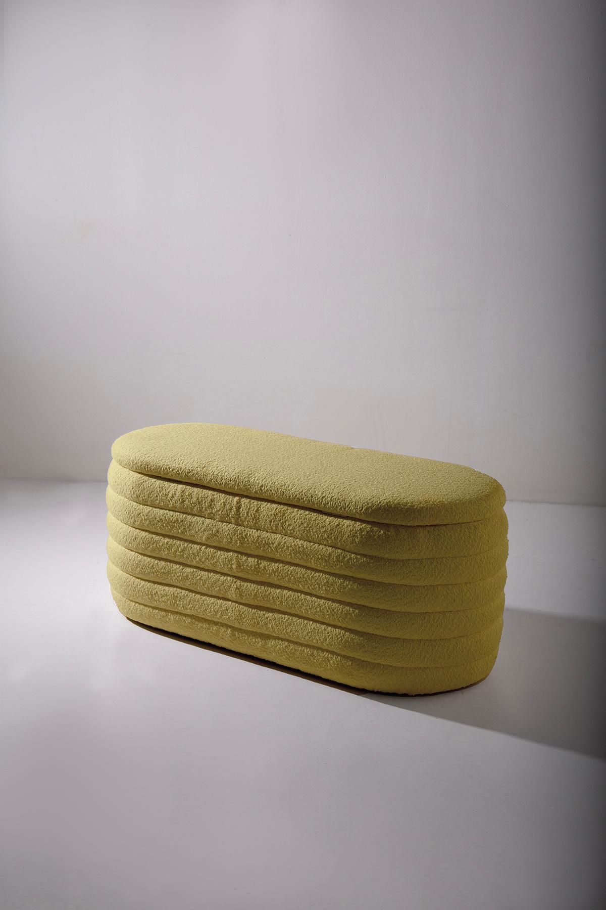 Mod. SoftWave storage bench in white Bouclè Newly manufactured in vendita 8