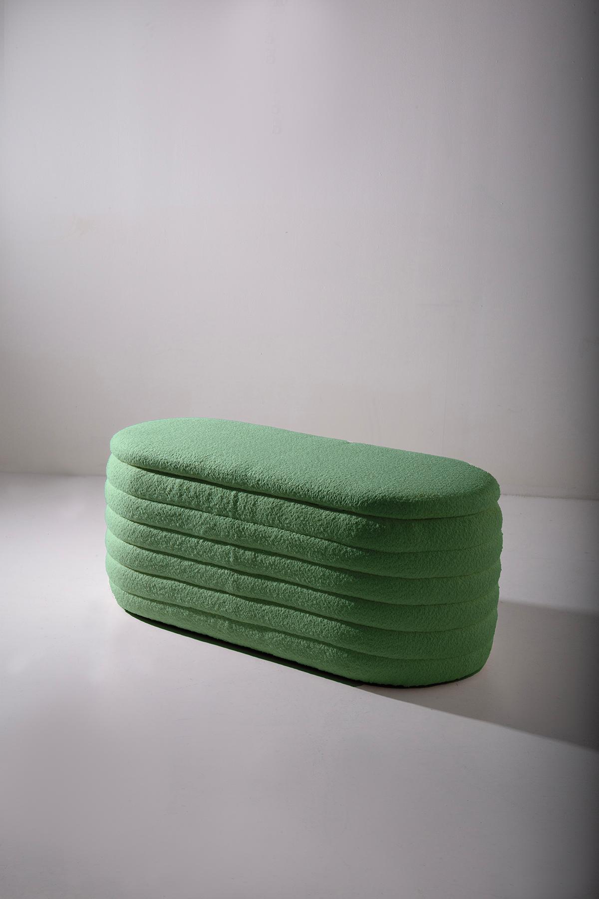 Mod. SoftWave storage bench in white Bouclè Newly manufactured in vendita 9