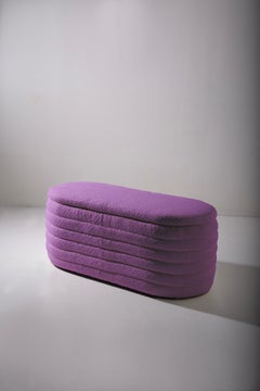 Mod. SoftWave storage bench in white Bouclè Newly manufactured