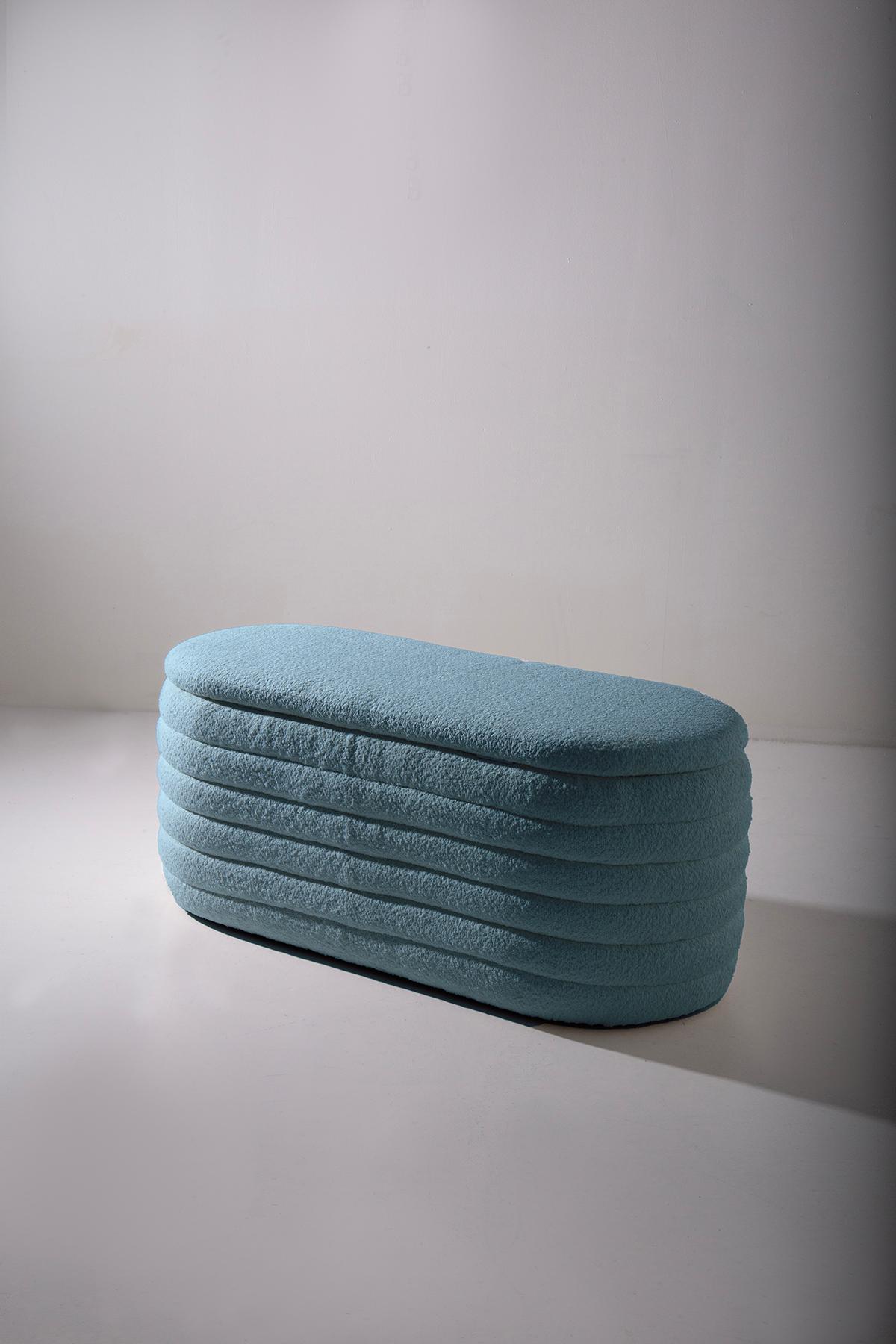 Postmoderno Mod. SoftWave storage bench in white Bouclè Newly manufactured in vendita