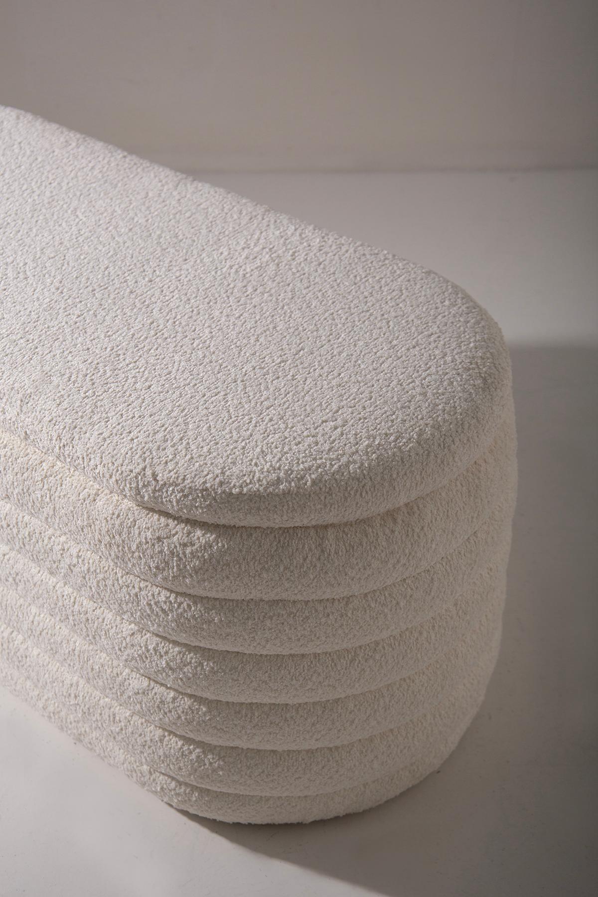Metallo Mod. SoftWave storage bench in white Bouclè Newly manufactured in vendita