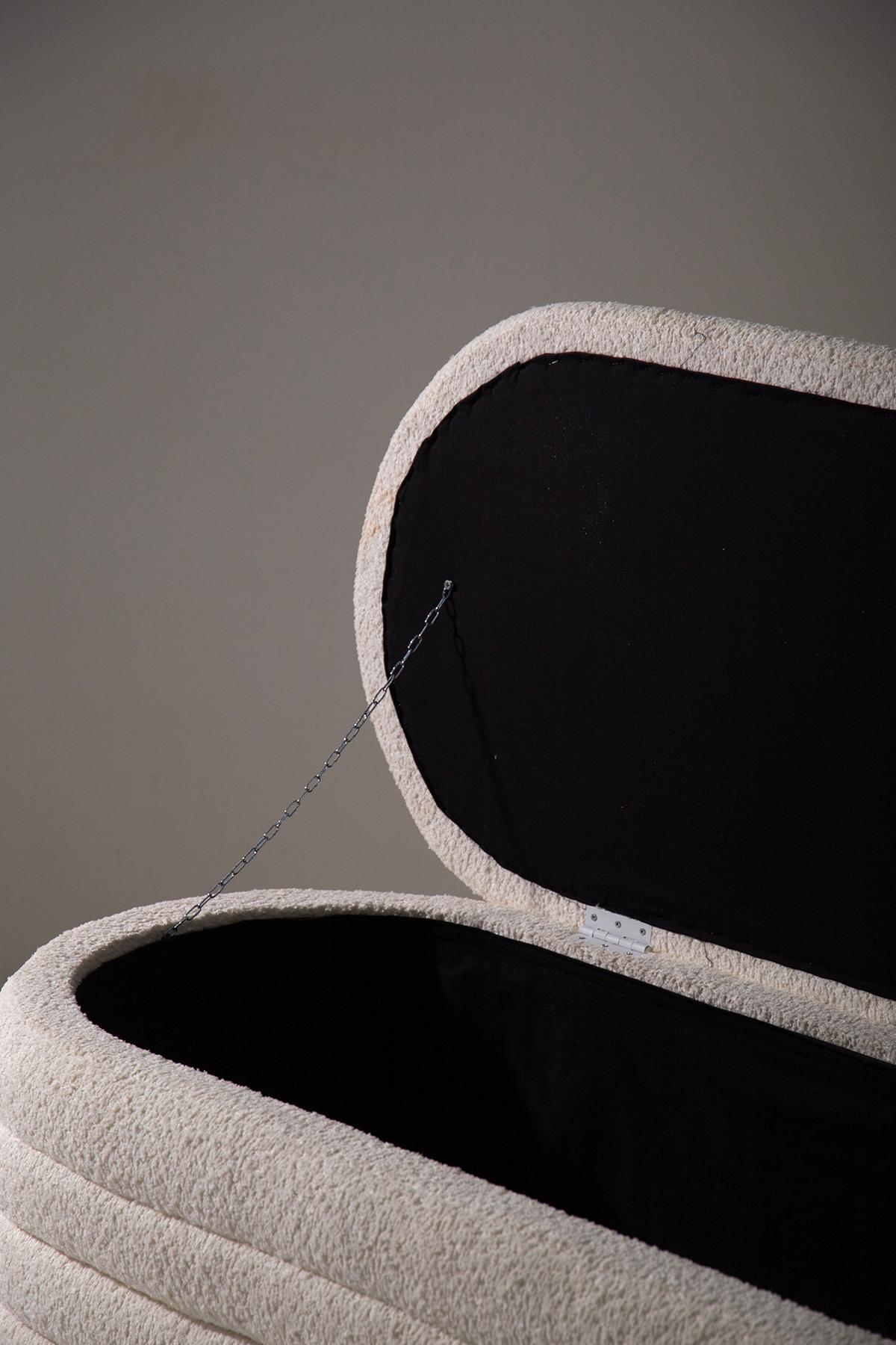 Mod. SoftWave storage bench in white Bouclè Newly manufactured in vendita 2