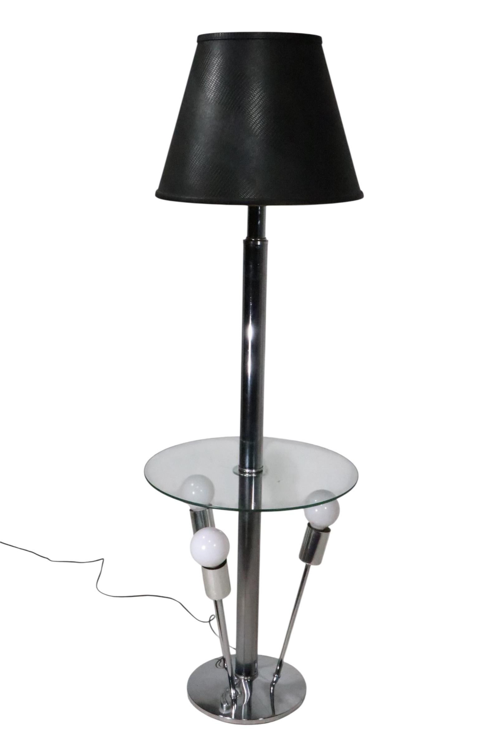 Mod Space Age Chrome and Glass Sputnik  Combo Floor Lamp Table c 1970's For Sale 6
