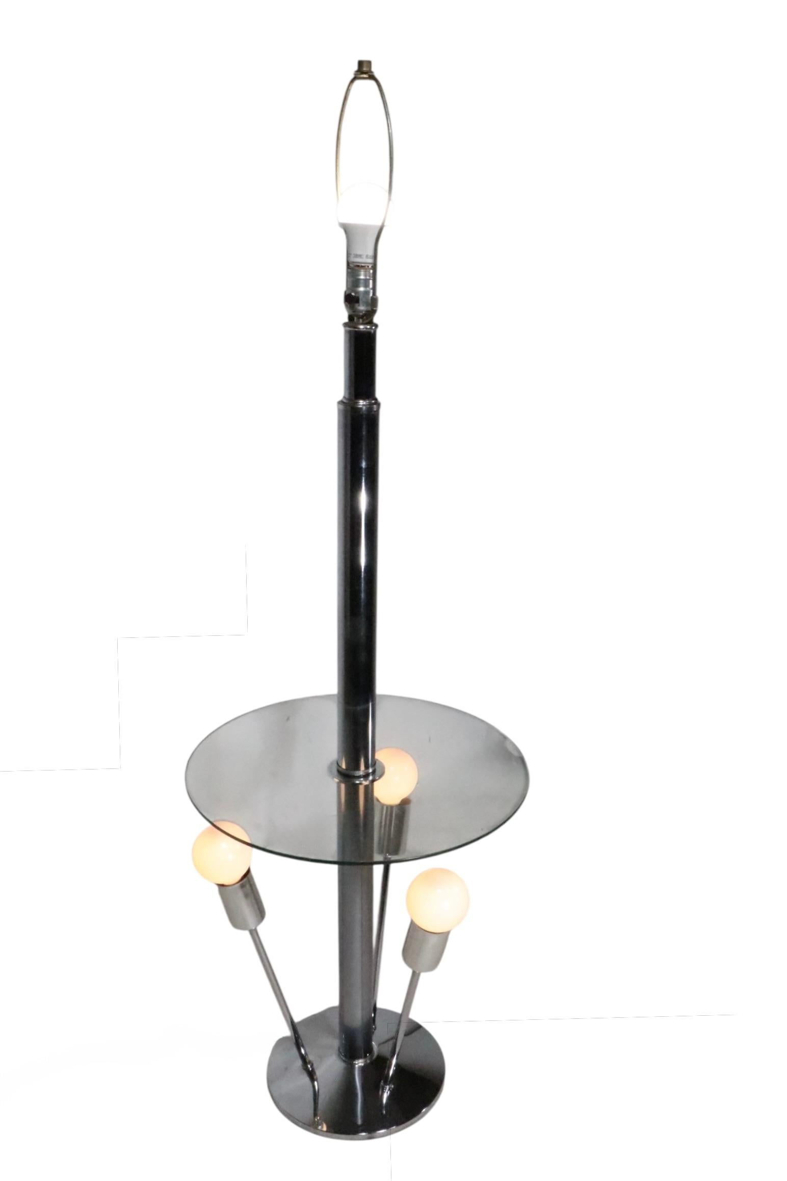 American Mod Space Age Chrome and Glass Sputnik  Combo Floor Lamp Table c 1970's For Sale