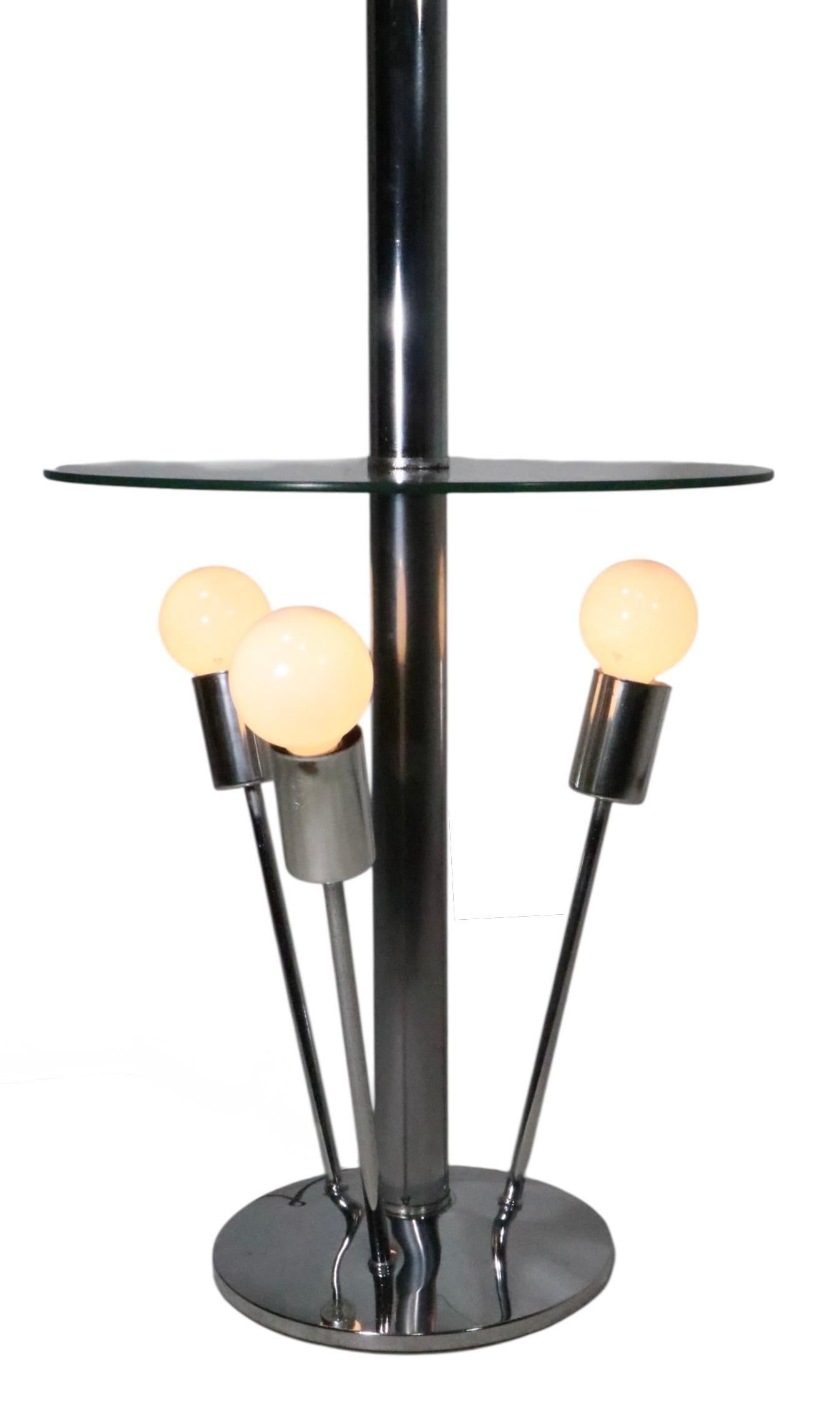 Mod Space Age Chrome and Glass Sputnik  Combo Floor Lamp Table c 1970's For Sale 1