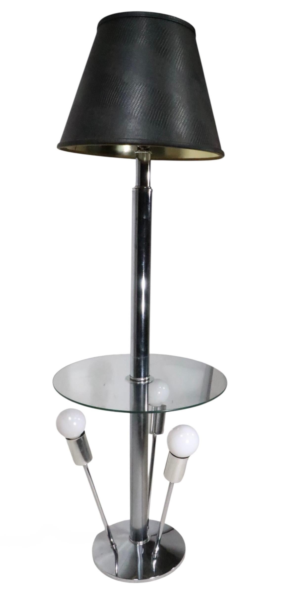Mod Space Age Chrome and Glass Sputnik  Combo Floor Lamp Table c 1970's For Sale 4